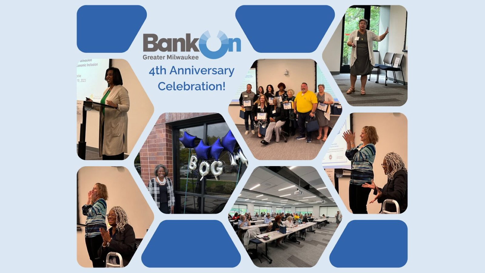 Thank you to the 40+ people from the Bank On Greater Milwaukee coalition and Milwaukee Alliance for Economic Alliance (AEI) who joined us to celebrate our 4th anniversary on Tuesday, September 19.